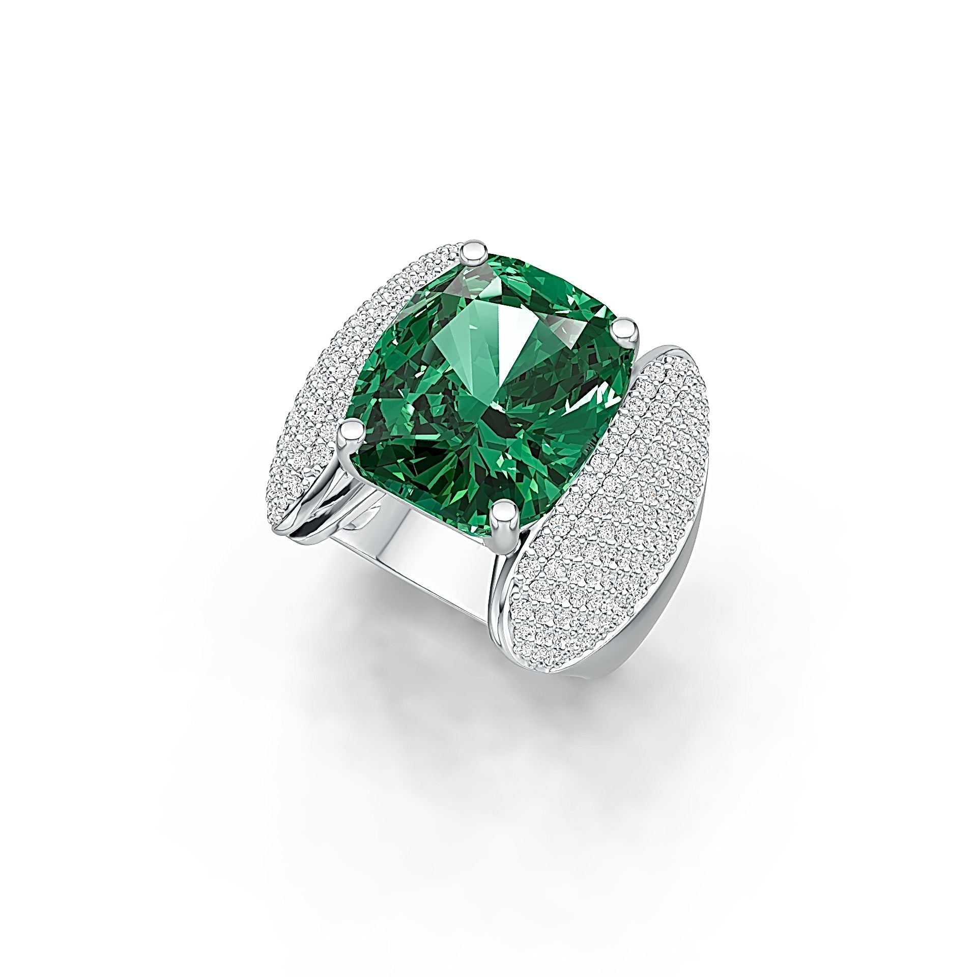 Sterling Silver Semi Mount Ring Setting Cushion CU 14X12mm with White Topaz - Syzjewelry