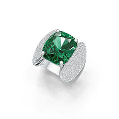 Sterling Silver Semi Mount Ring Setting Cushion CU 14X12mm with White Topaz - Syzjewelry