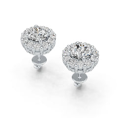 Sterling Silver Semi Mount Earrings Setting Round RD 6x6mm Halo DHJ