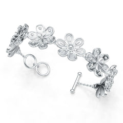 Sterling Silver Daisy Floral Bracelet