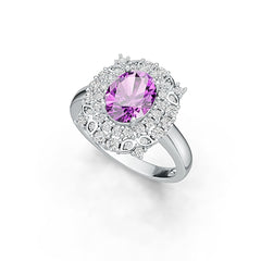 Sterling Silver Semi Mount Ring Setting Oval OV 9X7MM Halo Syzjewelry