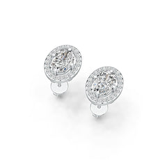 Sterling Silver Semi Mount Earrings Setting Oval OV 7X5mm Stud Halo - Syzjewelry