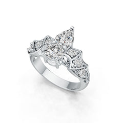 Sterling Silver Semi Mount Ring Setting Pear PE 9X6mm RD 6X6mm DHJ