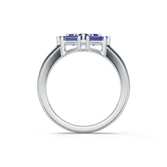 Sterling Silver Royal Blue Sapphire Ring Cluster Round RD 2x2mm