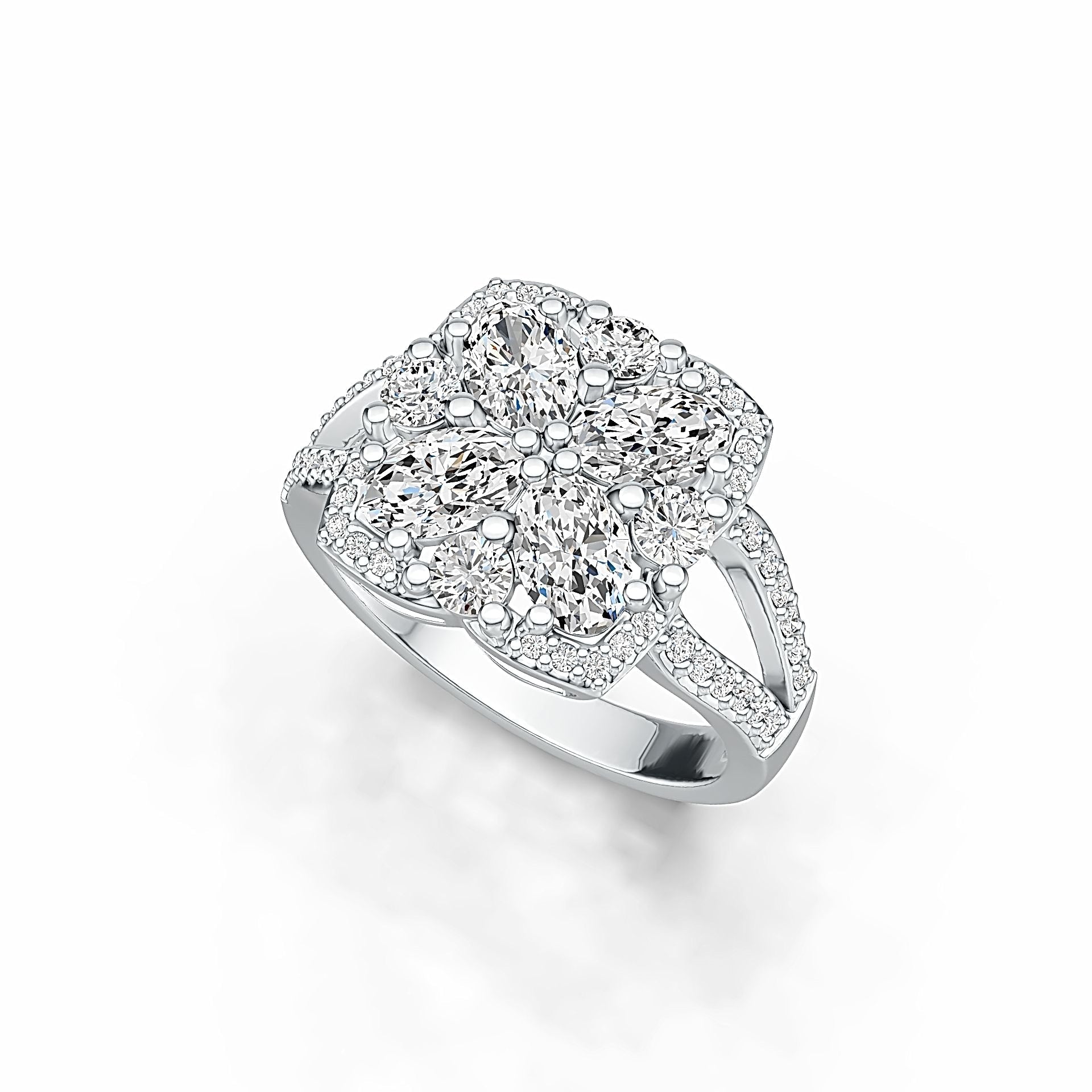 Sterling Silver Semi Mount Ring Setting Oval OV 6X4mm with White Topaz - Syzjewelry