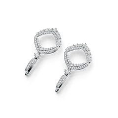 Sterling Silver Kite Drop Earrings with White Topaz or Moissanite DHJ