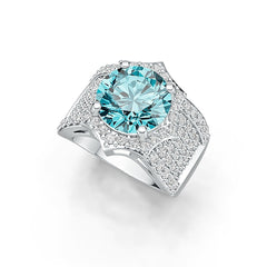 Sterling Silver Semi Mount Ring Setting Round RD 10x10mm with White Topaz or Moissanite DHJ