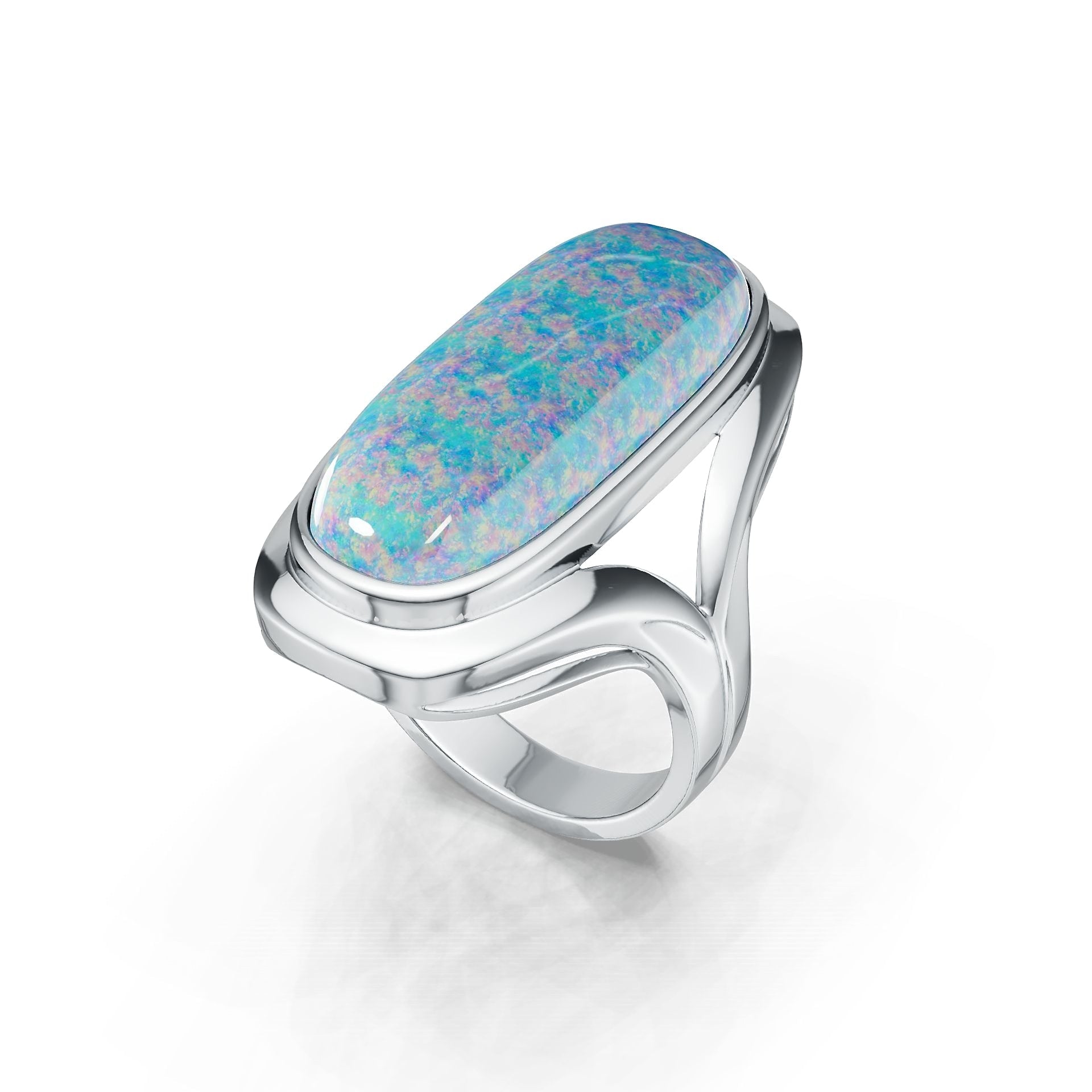 Sterling Silver Semi Mount Ring Setting Oval OV 25X10.3mm Cabochon DHJ