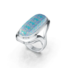 Sterling Silver Semi Mount Ring Setting Oval OV 25X10.3mm Cabochon DHJ