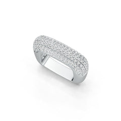Sterling Silver Ring Pave Square Ring with White Topaz or Moissanite DHJ