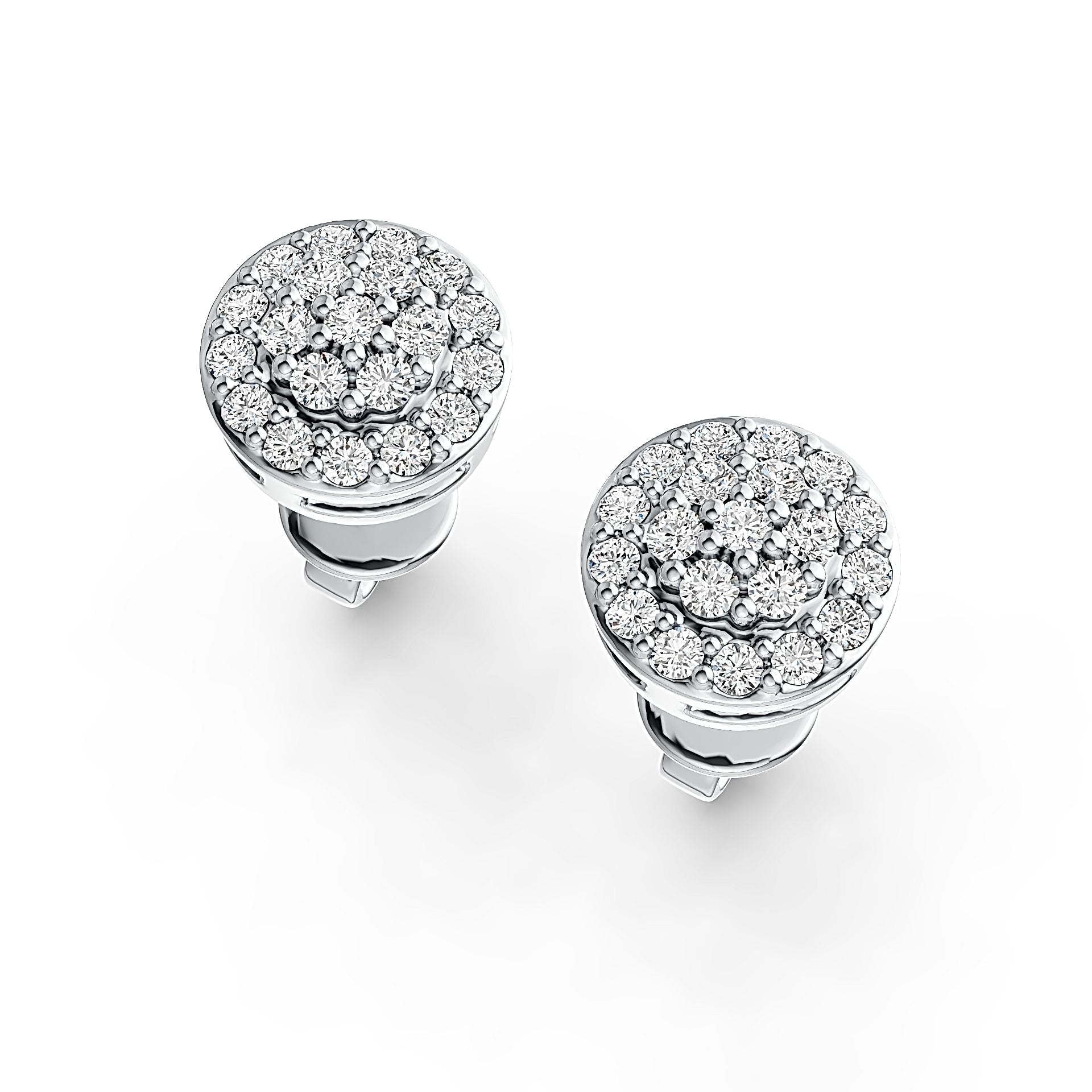 Sterling Silver Stud Earrings Round Shape with White Topaz or Moissanite - Syzjewelry