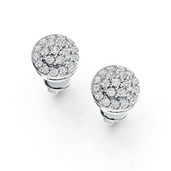 Sterling Silver Stud Earrings Round Shape with White Topaz or Moissanite - Syzjewelry