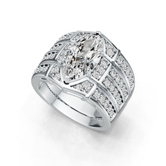 Sterling Silver Semi Mount Ring Setting Marquise MQ 14X7mm with White Topaz DHJ