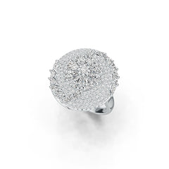 Sterling Silver Cluster Cocktail Ring with White Topaz or Moissanite - Syzjewelry