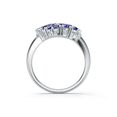 Sterling Silver Royal Blue Sapphire Cluster Ring Pear PE 5x3mm