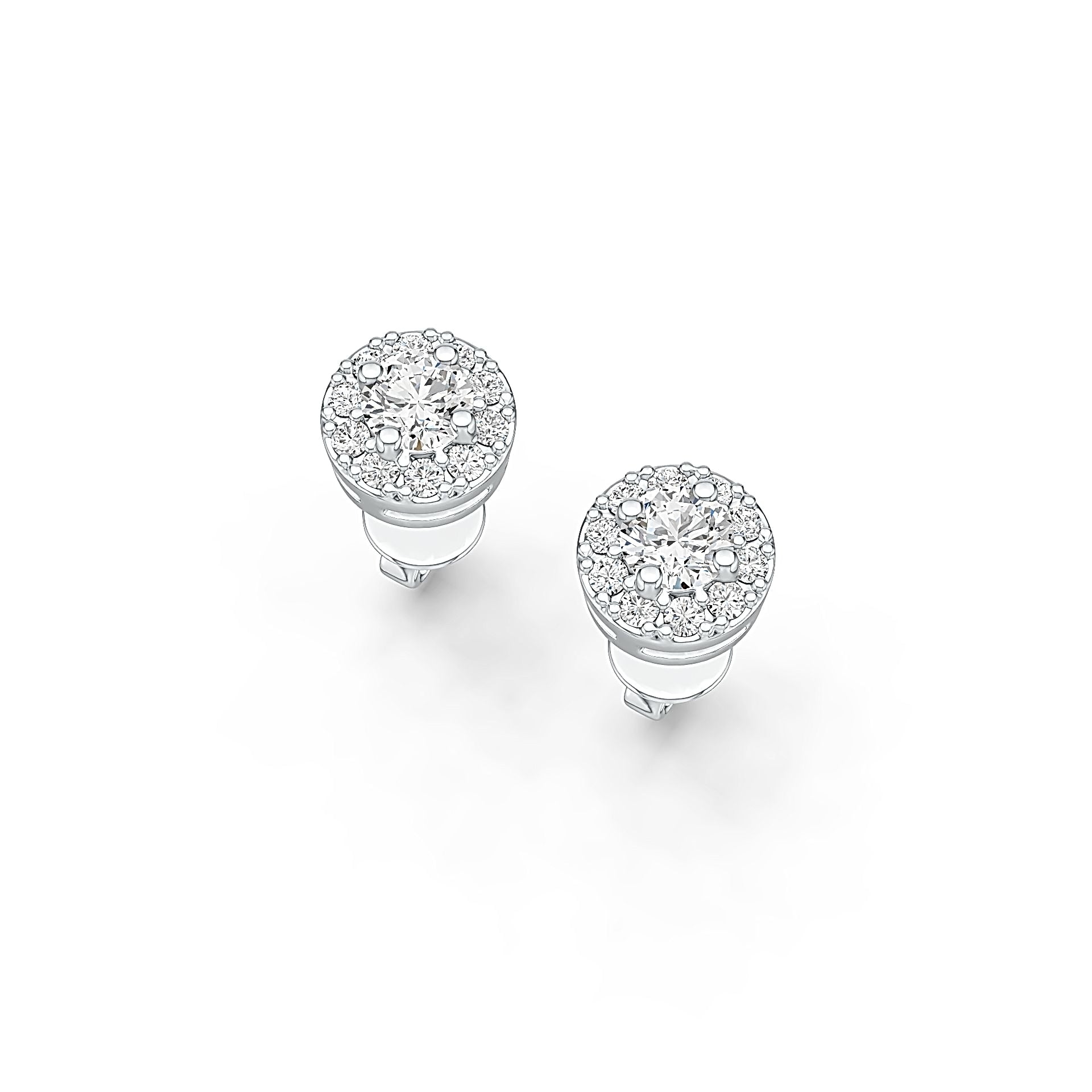 Sterling Silver Semi Mount Earrings Setting Round RD 4x4mm Stud Halo - Syzjewelry