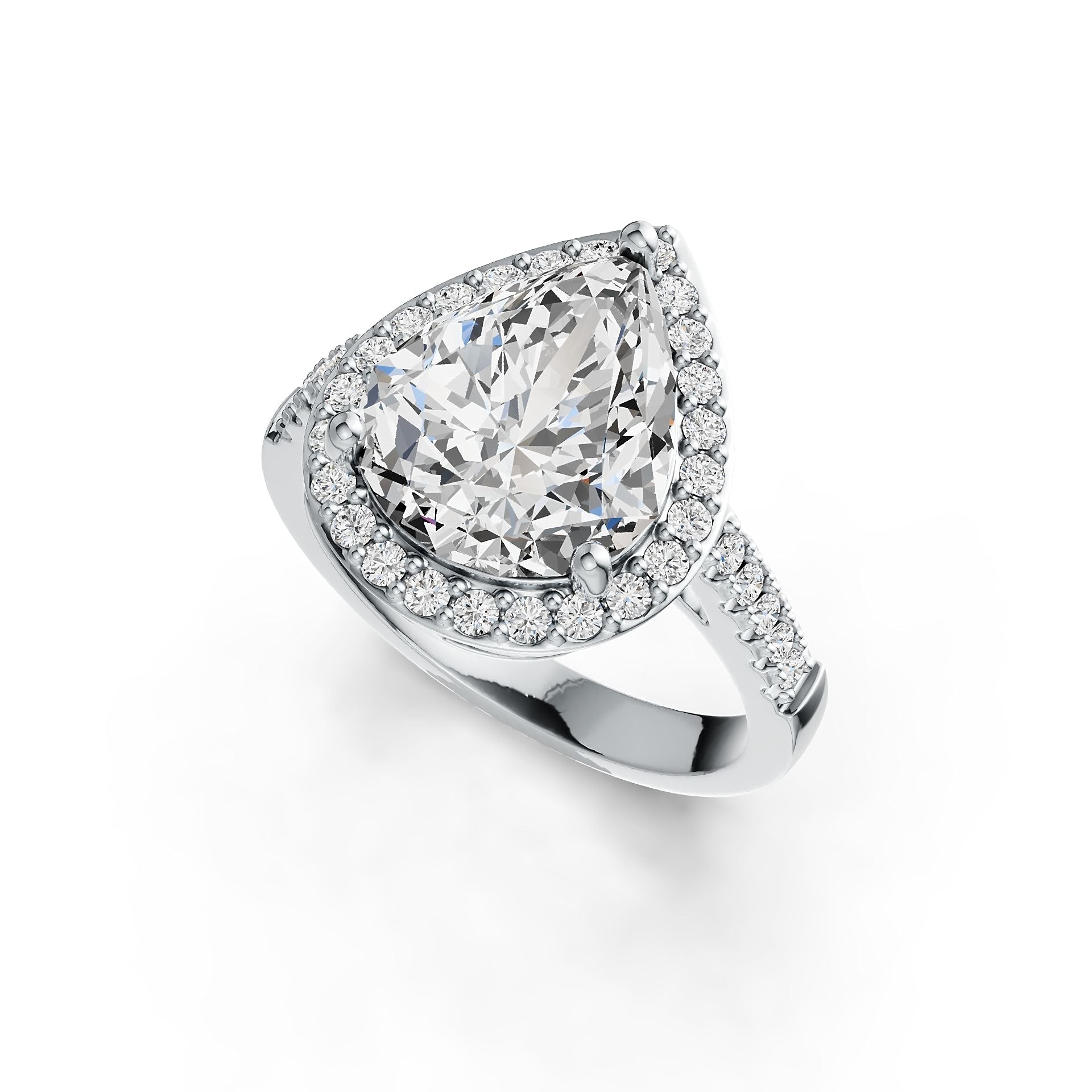 Sterling Silver Semi Mount Ring Setting Pear PE 12X10mm Halo DHJ