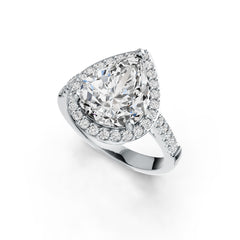 Sterling Silver Semi Mount Ring Setting Pear PE 12X10mm Halo DHJ