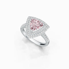 Sterling Silver Semi Mount Ring Setting Trillion TRI 8X8mm Double Halo Syzjewelry