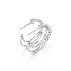 Sterling Silver Earrings Open Hoop with White Topaz or Moissanite DHJ