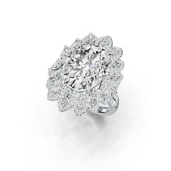 Sterling Silver Semi Mount Ring Setting Oval OV 16X12mm Flower Theme DHJ