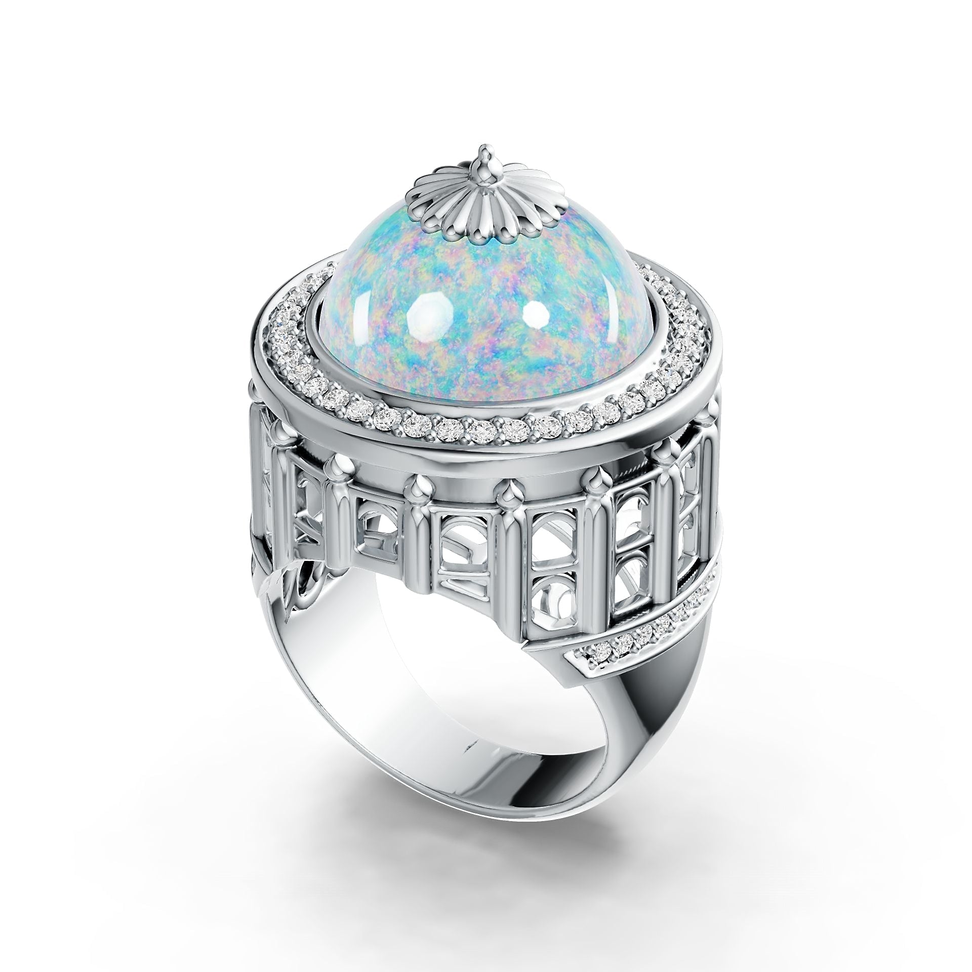 Sterling Silver Semi Mount Ring Setting Round RD 15x15mm Cabochon Bezel DHJ