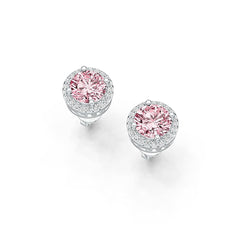 Sterling Silver Semi Mount Earrings Setting Round RD 7x7mm Halo DHJ