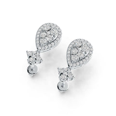 Sterling Silver Earrings Cluster Pear-Shaped with White Topaz or Moissanite DHJ