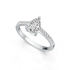 Sterling Silver Semi Mount Ring Setting Pear PE 9X6mm with White Topaz DHJ