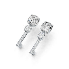 Sterling Silver Semi Mount Earrings Setting Cushion CU 10X10mm RD 6X6mm - Syzjewelry
