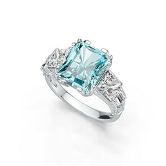 Sterling Silver Semi Mount Ring Setting Emerald OCT 12X10mm SQ 6X6mm Baguette 4X2mm DHJ