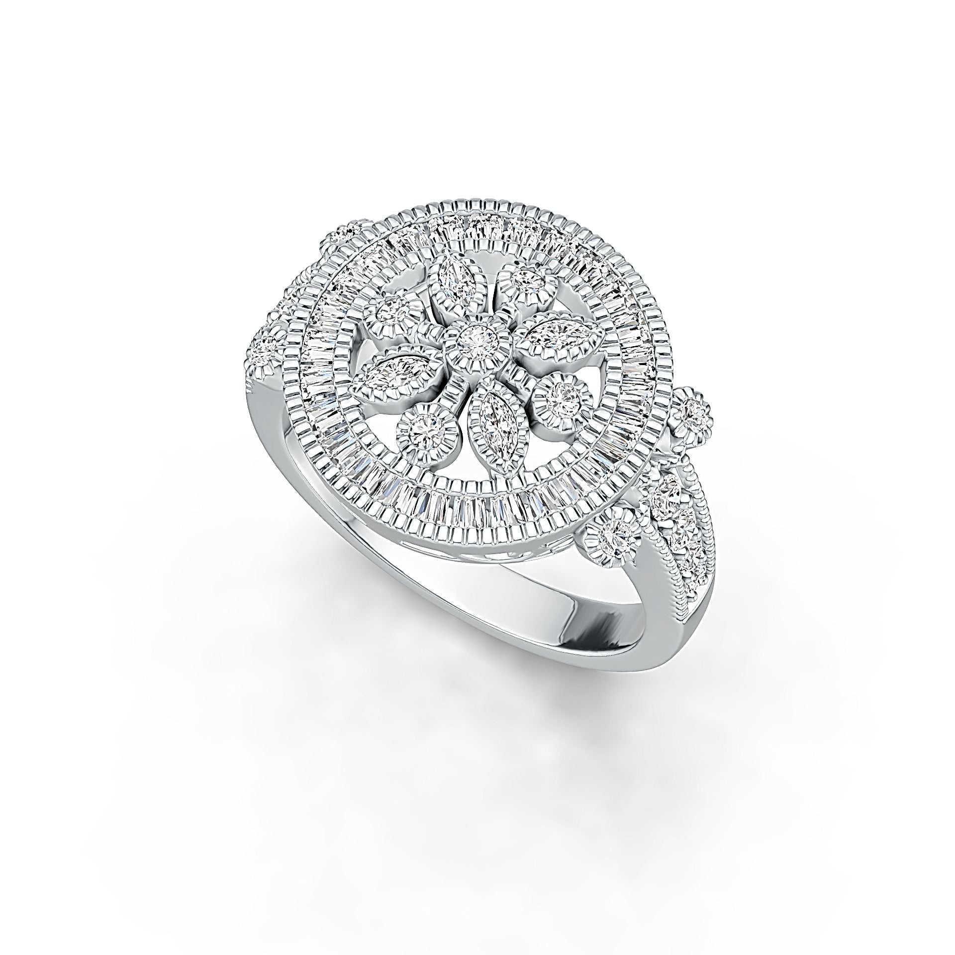 Sterling Silver Cluster Cocktail Ring with White Topaz or Moissanite DHJ