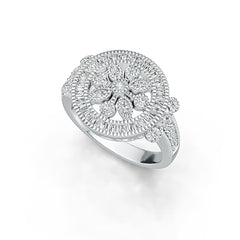 Sterling Silver Cluster Cocktail Ring with White Topaz or Moissanite DHJ