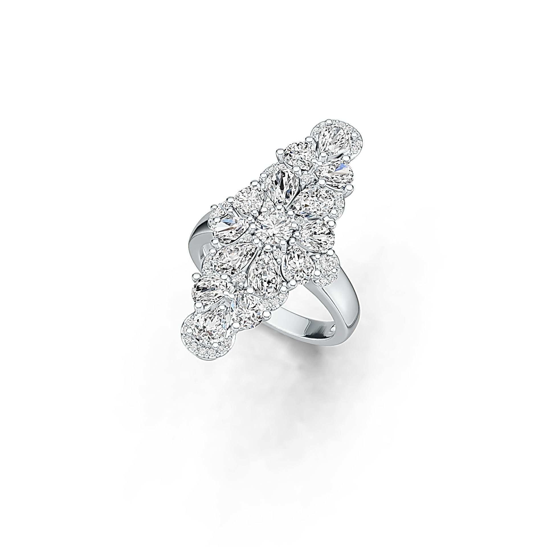Sterling Silver Semi Mount Ring Setting Pear PE 6X4mm RD 4.5x4.5mm DHJ