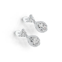 Sterling Silver Semi Mount Earrings Setting Pear PE 10X7mm TRI 6Xmm Syzjewelry