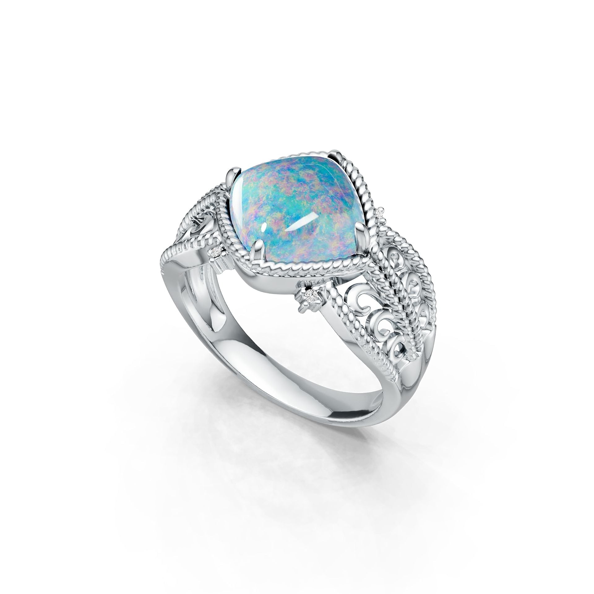 Sterling Silver Semi Mount Ring Setting Cushion CU 10X10mm Cabochon DHJ