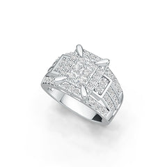 Sterling Silver Men's Engagement Wedding Ring with White Topaz or Moissanite DHJ