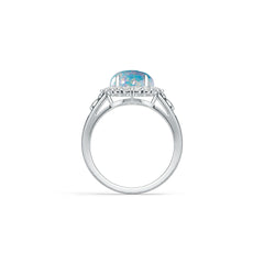 Sterling Silver Moissanite Ring Oval OV 12x10mm Cabchon