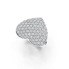 Sterling Silver Ring Cluster Heart Theme with White Topaz or Moissanite - Syzjewelry