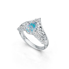Sterling Silver Semi Mount Ring Setting Pear PE 8x6mm White Topaz D-PJC26676 Cabochon Syzjewelry