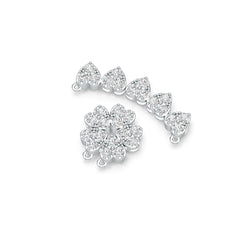 Sterling Silver Pendant Five Hearts Clover Theme with White Topaz or Moissanite - Syzjewelry