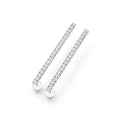 Sterling Silver Earrings Linear Drop Dangle with White Topaz or Moissanite DHJ