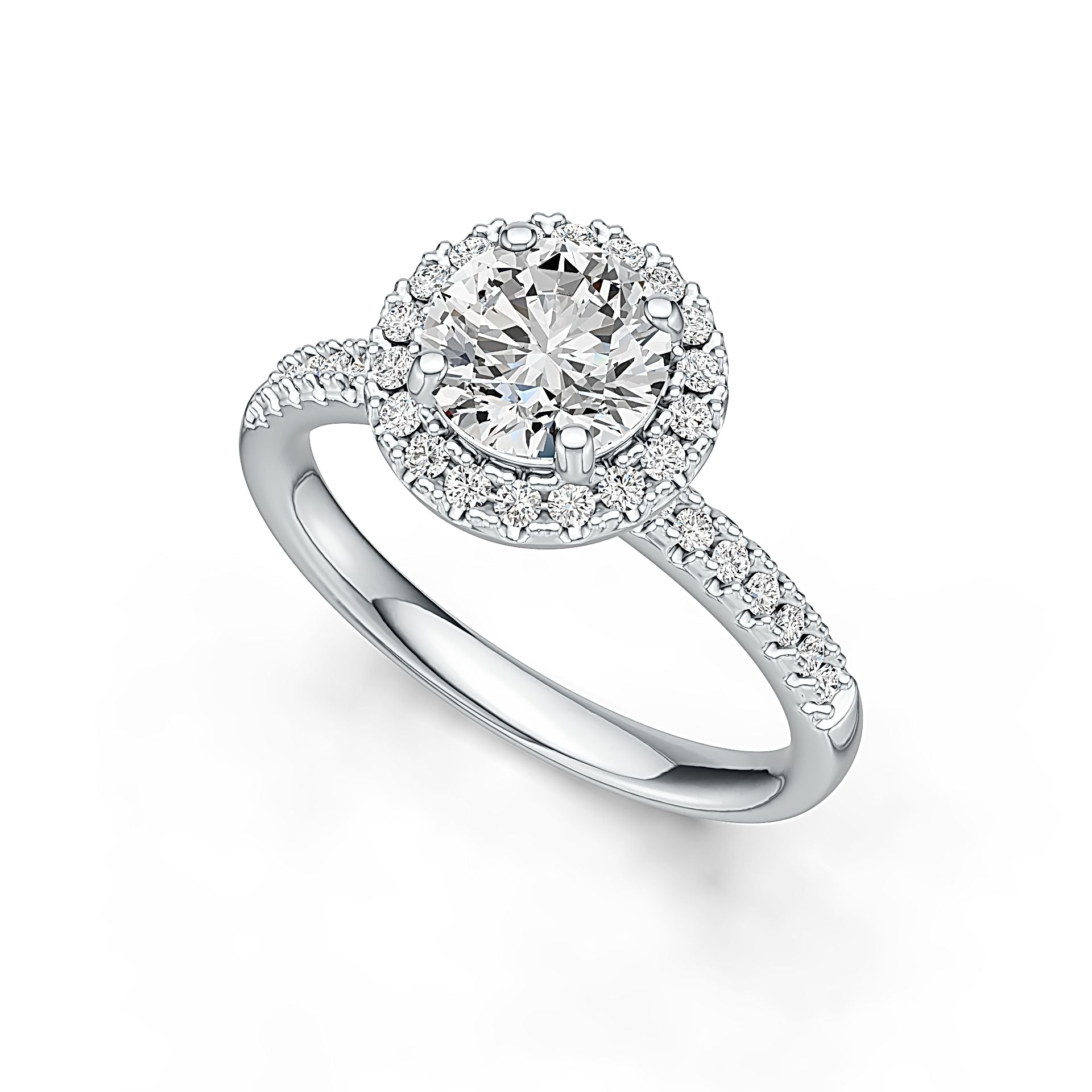 10K Gold Semi Mount Ring Setting Round RD 6.5x6.5mm Hidden Halo Engagement Ring DHJ