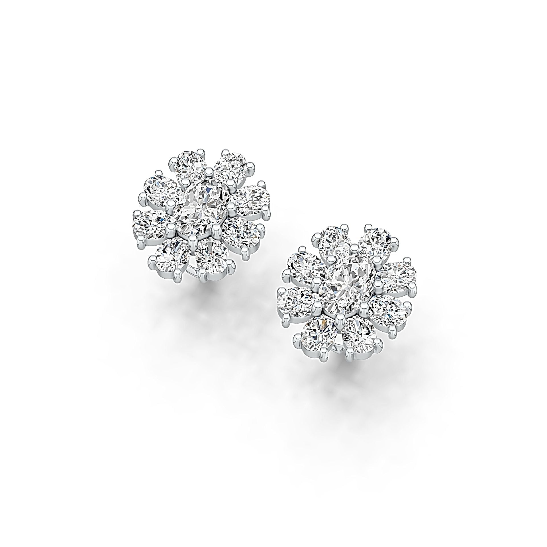 Sterling Silver Semi Mount Earrings Setting Oval OV 7X5mm with White Topaz DHJ