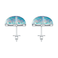 Sterling Silver Opal Earrings 13x12mm