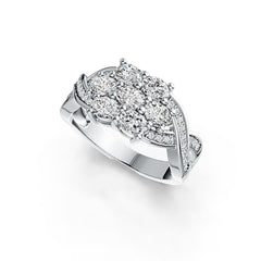 Sterling Silver Semi Mount Ring Setting Oval OV 4X3mm Twist Band with White Topaz - Syzjewelry
