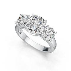 Sterling Silver Semi Mount Ring Setting RD 8.4mm RD 5.9mm 3 Stone Ring Syzjewelry