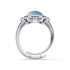 Sterling Silver Opal Ring Oval OV 14X10mm