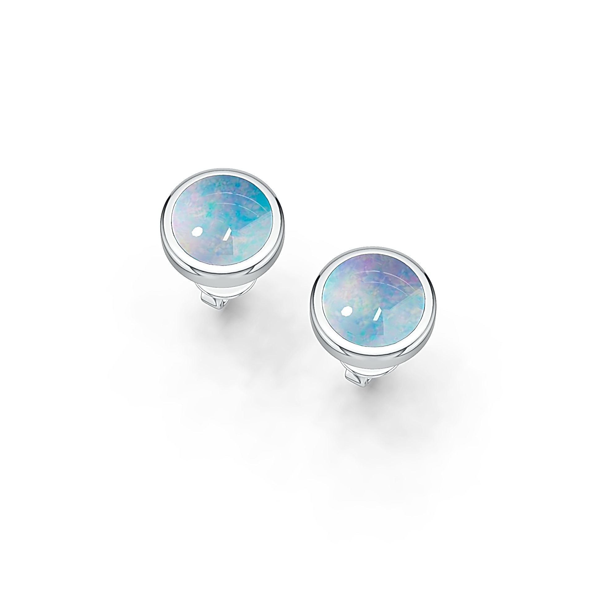 Sterling Silver Semi Mount Earrings Setting Round RD 8x8mm Cabochon Stud - Syzjewelry