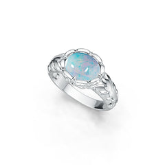 Filigree Sterling Silver Semi Mount Ring Setting Cabochon OV 10x8mm White Topaz Syzjewelry